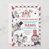 Invitation Fête du cirque Animaux Fête du carnaval Premier an (Devant)
