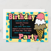 Invitation Fête du cône de crème glacée (Devant / Derrière)