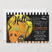 Invitation Fête du costume Citrouille de la lune d'Halloween (Devant)