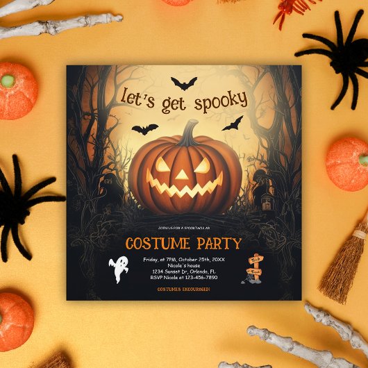 Invitation Fête du costume Citrouille d'Halloween