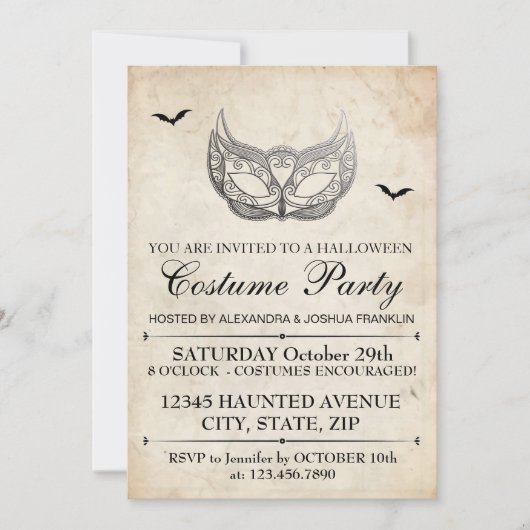 Invitation Fête du costume d'Halloween (Devant)