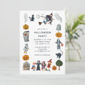 Invitation Fête du costume d'Halloween | Cartoon Kids Éffraya (Debout devant)