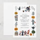 Invitation Fête du costume d'Halloween | Cartoon Kids Éffraya (Devant / Derrière)