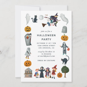 Invitation Fête du costume d'Halloween   Cartoon Kids Éffraya