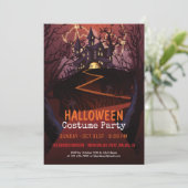Invitation Fête du costume d'Halloween du château Éffrayant|  (Debout devant)