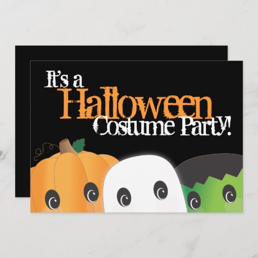 Invitation Fête du costume d'Halloween Éffrayant Cute Citroui (Devant / Derrière)