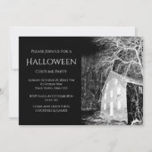 Invitation Fête du costume d'Halloween Maison hantée noir bla (Devant)