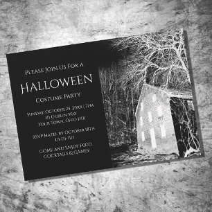 Invitation Fête du costume d'Halloween Maison hantée noir bla