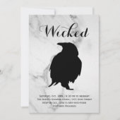 Invitation Fête du costume d'Halloween Raven en marbre élégan (Devant)