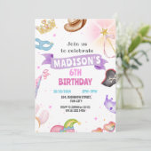 Invitation Fête du costume Enfants Rose Fille Anniversaire (Debout devant)