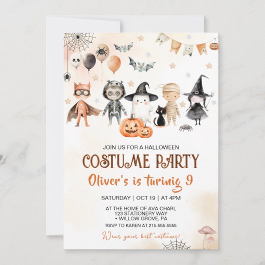 Invitation Fête du costume Spooktacular Halloween Anniversair (Devant)