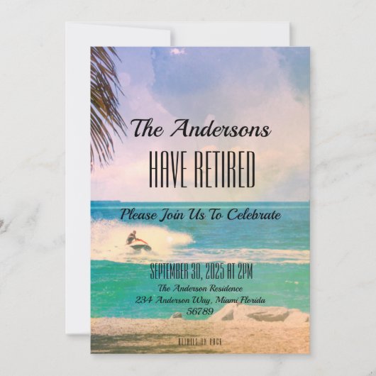 Invitation Fête du couple de la Tropic Retirement Event Party (Devant)
