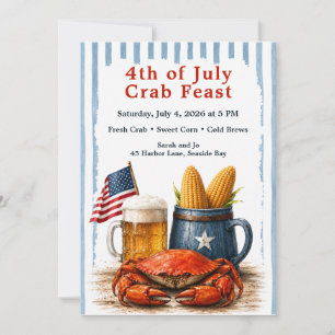 Invitation Fête du crabe du 14 juillet - Fruits de mer patrio