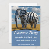 Invitation Fête du déguisement zébrée de l'éléphant (Devant / Derrière)