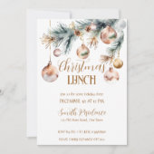 Invitation Fête du déjeuner de Noël aquarelle de boho de neig (Devant)