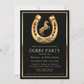 Invitation fête du Derby de cheval en or Équestre (Devant)