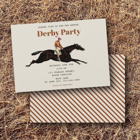Invitation Fête du Derby de chevaux de course Anniversaire Éq