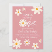 Invitation Fête du désert rétro 1er anniversaire rose poussié (Devant)