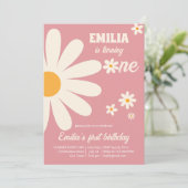 Invitation Fête du désert rétro 1er anniversaire rose poussié (Debout devant)