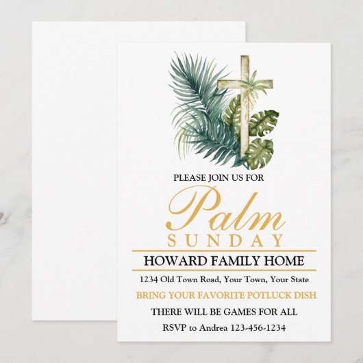 Invitation Fête du dimanche des Rameaux (Devant / Derrière)