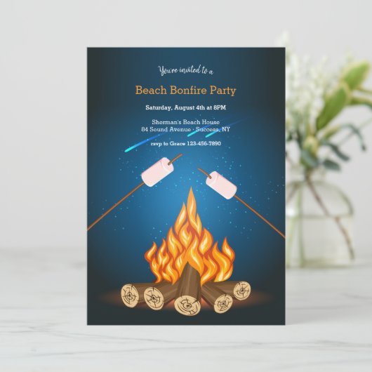 Invitation Fête du feu de plage (Debout devant)