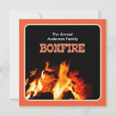 Invitation Fête du feu noir et orange (Dos)