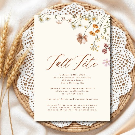 Invitation Fête du Fleur sauvage Boho de automne Fete