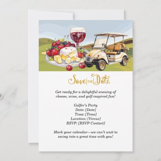 Invitation Fête du fromage et du vin de Golfer - Sauvez la da (Devant)