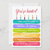 Invitation Fête du gâteau d'anniversaire Rainbow (Devant)