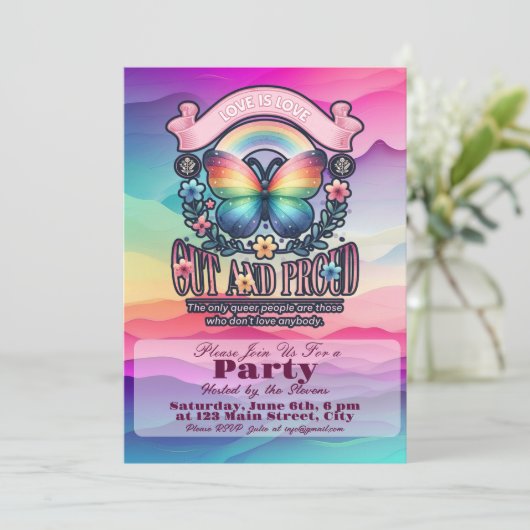 Invitation Fête du Gay pride sortant et fier (Debout devant)