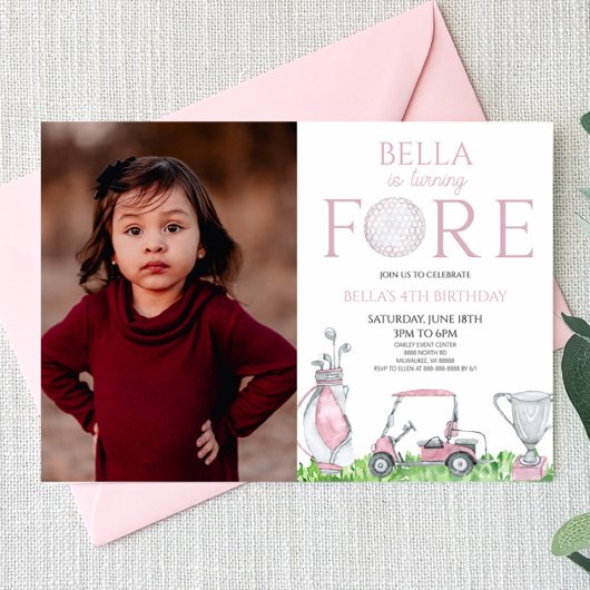 Invitation Fête du Golf rose 4e anniversaire