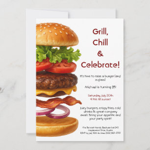 Invitation Fête du Hamburger   Célébration Amusante de Burger