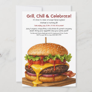 Invitation Fête du Hamburger   Célébration Amusante de Burger