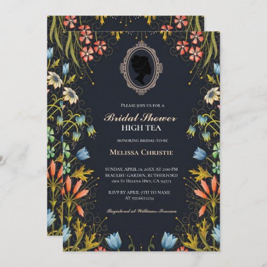 Invitation fête du jardin à thé, belle douce pastel (Devant / Derrière)