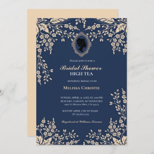 Invitation fête du jardin à thé, belle douce pastel (Devant / Derrière)