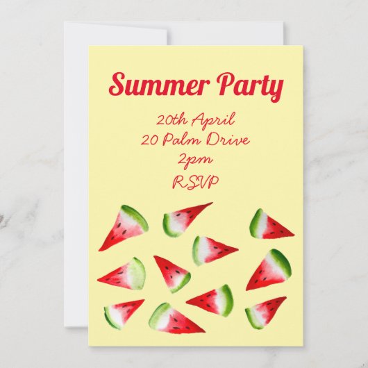 Invitation Fête du jardin de fruits de pastèque d'été (Devant)