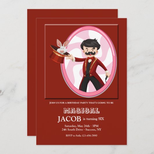 Invitation Fête du magicien (Devant / Derrière)