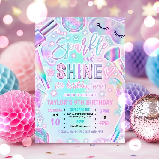 Invitation Fête du maquillage spa Pastel Anniversaire