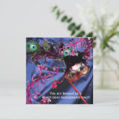 INVITATION FÊTE DU MARDI GRAS MASQUERADE, TISSU DE SOIE BLEU (Debout devant)