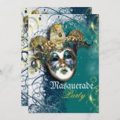 Invitation Fête du mardi gras vénitien masqué (Devant / Derrière)