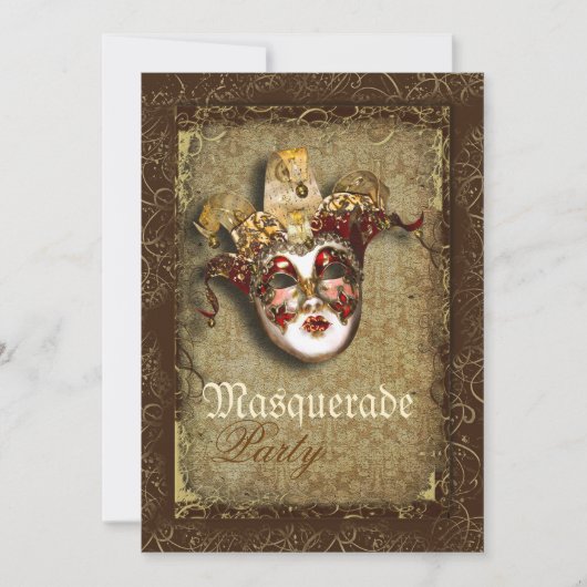 Invitation Fête du mardi gras vénitien masqué (Devant)