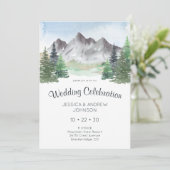 Invitation Fête du Mariage d'aquarelle de montagne (Debout devant)