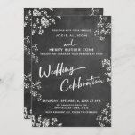 Invitation Fête du Mariage de la respiration de Chalkboard po<br><div class="desc">Dans ce joli design faire-part de mariage, j'ai utilisé une police de calligraphie élégante et moderne pour créer des superpositions de typographie blanche en lisant "et" et "Célébration Mariage". L'arrière - plan a été recouvert d'une image représentant une surface texturée de tableau noir parsemée de fleurs d'haleine de bébé d'aquarelle....</div>