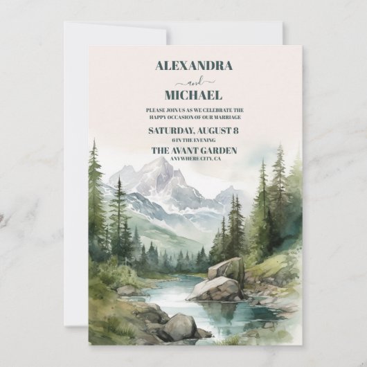 Invitation Fête du mariage de montagne (Devant)