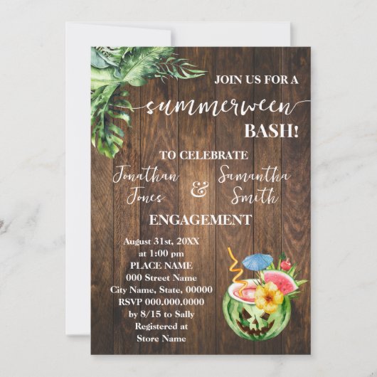 Invitation Fête du Mariage Fiançailles d'Summerween (Devant)