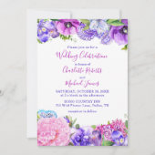 Invitation Fête du Mariage Floral Purple Paisley (Devant)