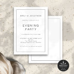 Invitation Fête du Mariage frontalier de la ligne blanche noi<br><div class="desc">Soirée simple Mariage frontalier en ligne noire et blanche. Entièrement personnalisable. Disponible numériquement et imprimé. Facile de personnaliser le texte à vos détails et de modifier les couleurs de la typographie et arrière - plan de chaque côté si vous le souhaitez peut être changé à n'importe quel ou votre choix...</div>