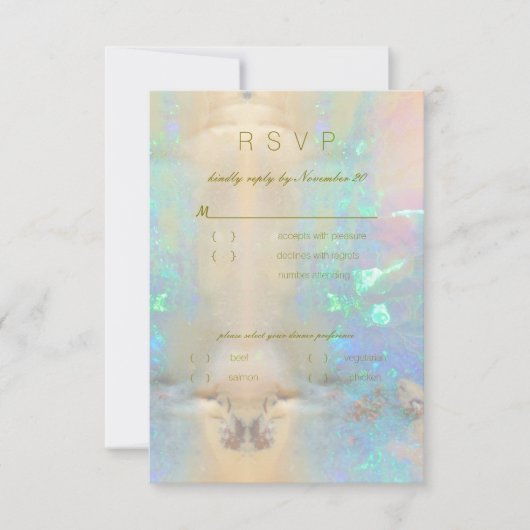 Invitation Fête du Mariage Opal Gemstone RSVP (Devant)