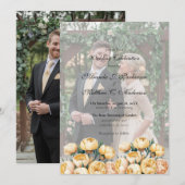 Invitation Fête du Mariage photo Arch Butter-Yellow Rose (Devant / Derrière)