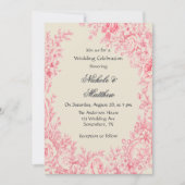 Invitation Fête du Mariage vintage de toile rose (Devant)